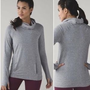 Lululemon Make a Move Cowl Neck Long Sleeve Heathered Gray Top Size 8